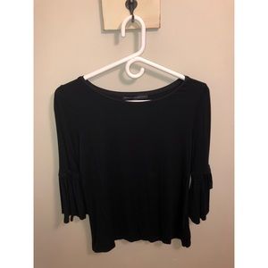 NWT black long bow tie sleeve shirt size small